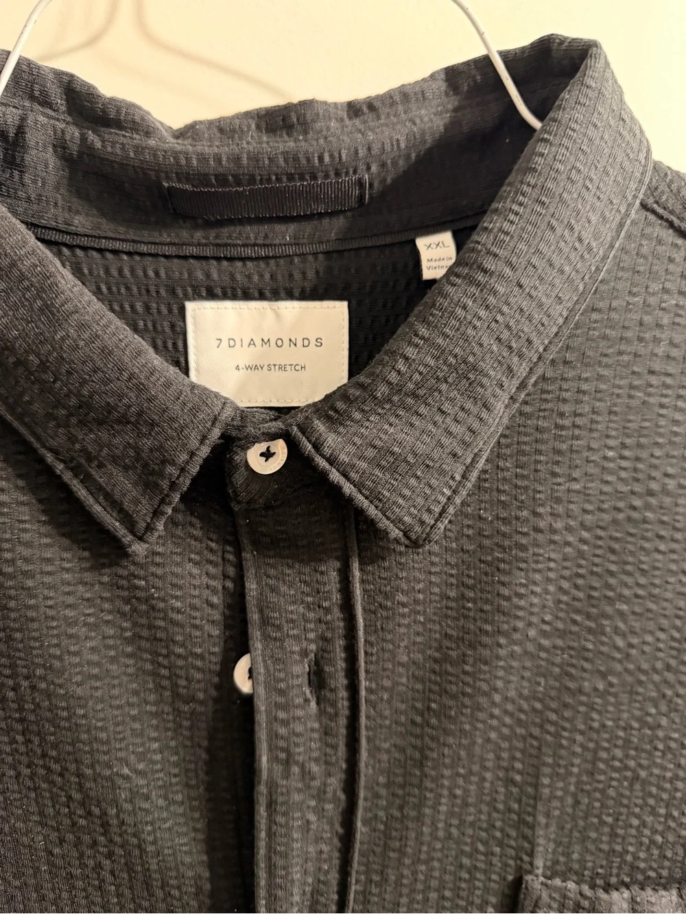 7 Diamonds Men's Charcoal Textured Short-Sleeve Button-Down Shirt